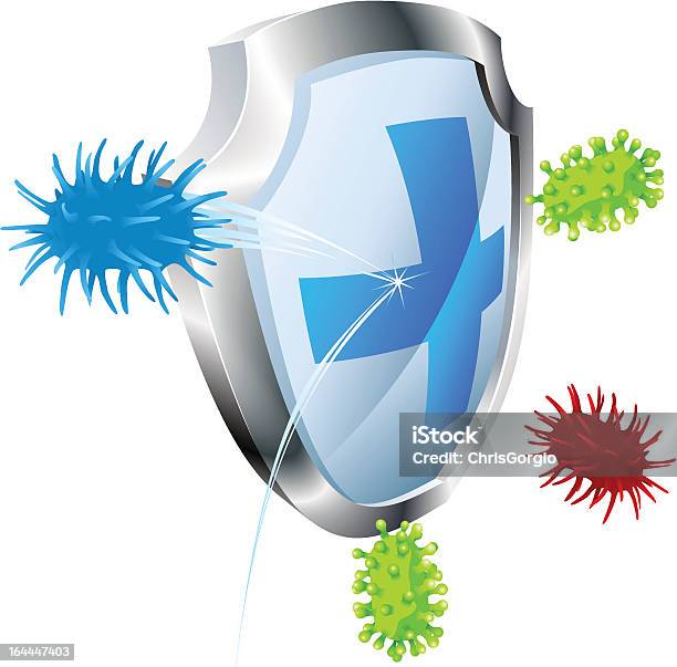 Concetto Di Antivirali O Antibatteriche - Immagini vettoriali stock e altre immagini di Proteggersi - Proteggersi, Scudo, Tridimensionale