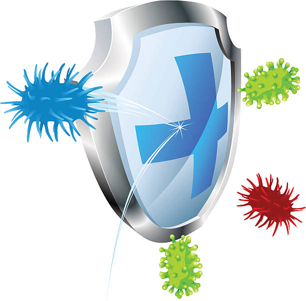 koncepcja przeciwwirusowe lub przeciwbakteryjne - flu bug stock illustrations