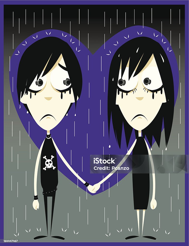 Emo Love a vector cartoon representing a couple of young emos, just fallen in love Emo stock vector