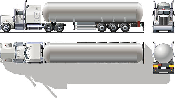 wysokiej szczegółowe pół-ciężarówka cysterna - fuel tanker stock illustrations