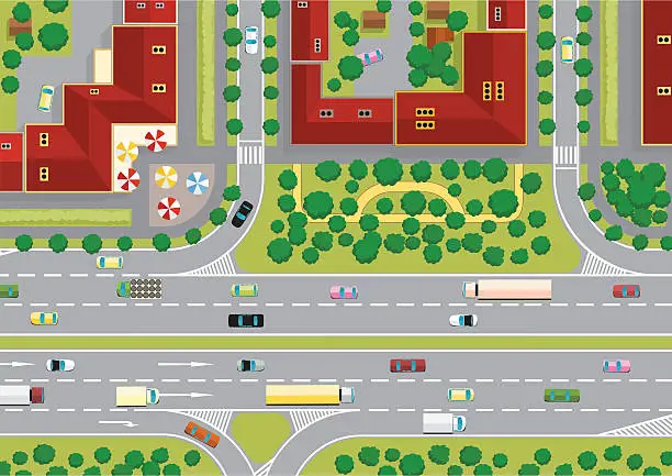 Vector illustration of highway in the city