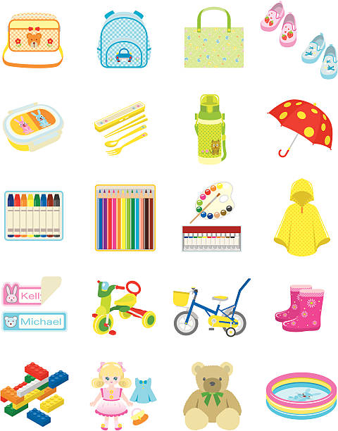 유아복 제품 - lifestyles cute white background baby stock illustrations