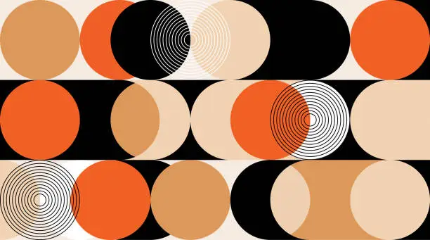Vector illustration of Vector Abstract Geometric Minimalism Colors Ring Pattern Background