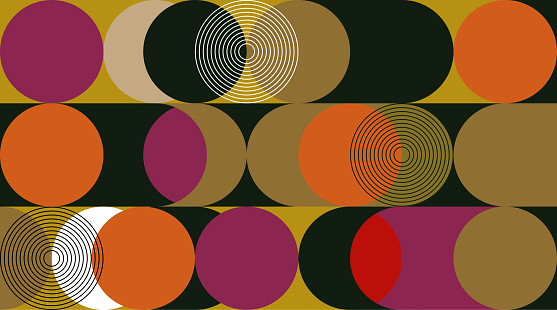 Vector Abstract Geometric Minimalism Colors Circle Seamless Pattern Background