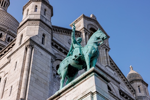 The Copper Statue at Basilica Sacre Coeur in Montmartre in Paris, France