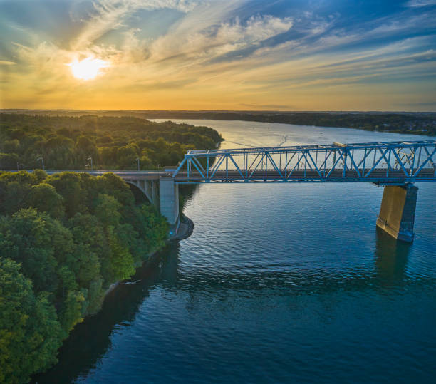 istock Little Belt Bridge aerial view from drone 1644486947