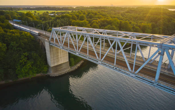 istock Little Belt Bridge aerial view from drone 1644487016
