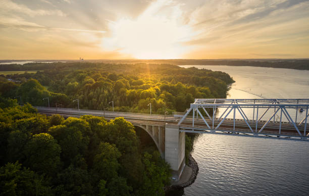 istock Little Belt Bridge aerial view from drone 1644487057