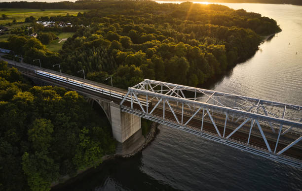 istock Little Belt Bridge aerial view from drone 1644487153