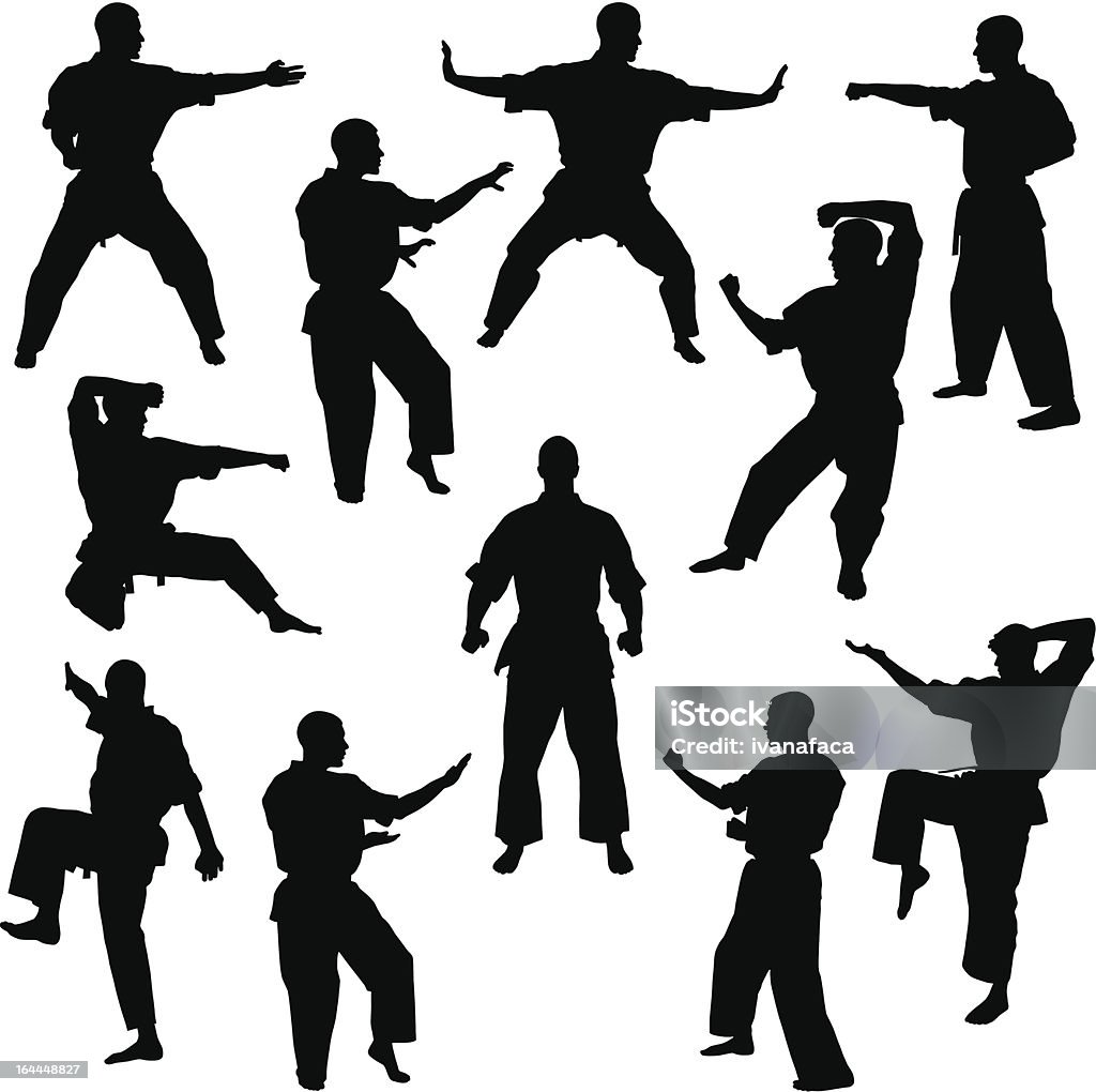 Karate Poses For Many Different Men Stock Illustration - Download Image Now  - Martial Arts, Karate, Kung Fu - iStock