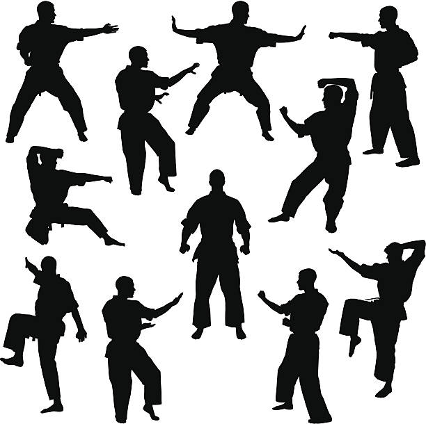 Karate poses for many different men Karate silhouettes karate stock illustrations