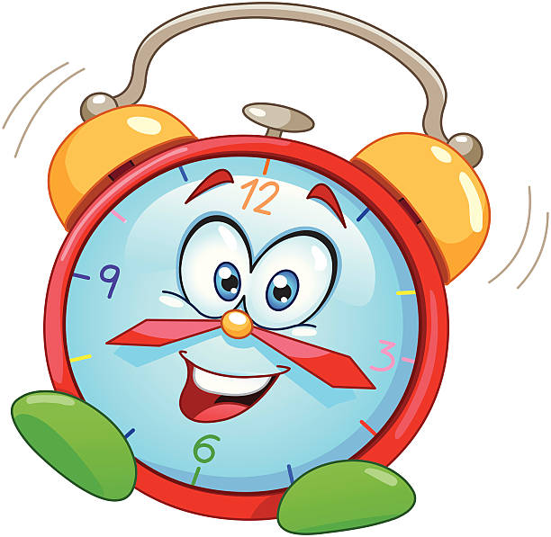 Cartoon alarm clock Cartoon alarm clock clock watch time clock face stock illustrations