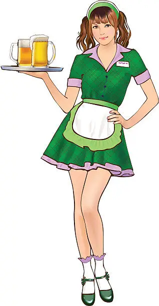 Vector illustration of girl_waitress