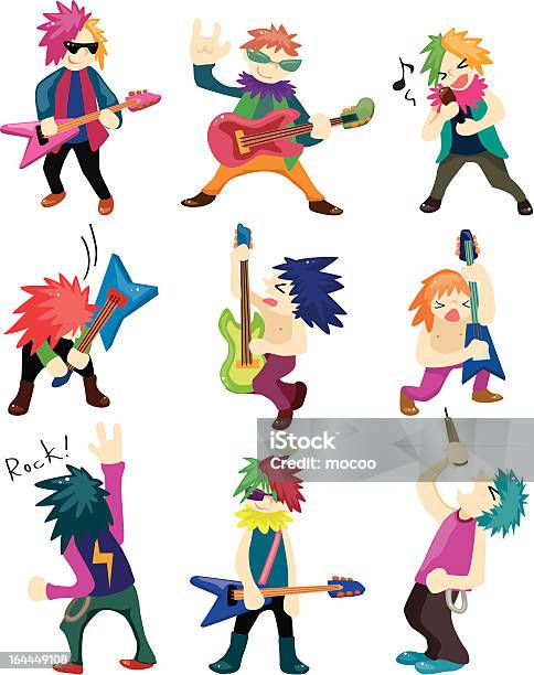 Cartoon Rock Band Icon Stock Illustration - Download Image Now - Rock Group, Child, Icon Symbol