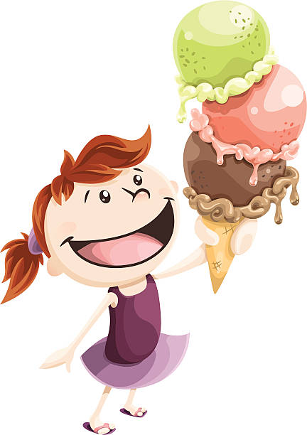 Girl and Ice Cream vector art illustration