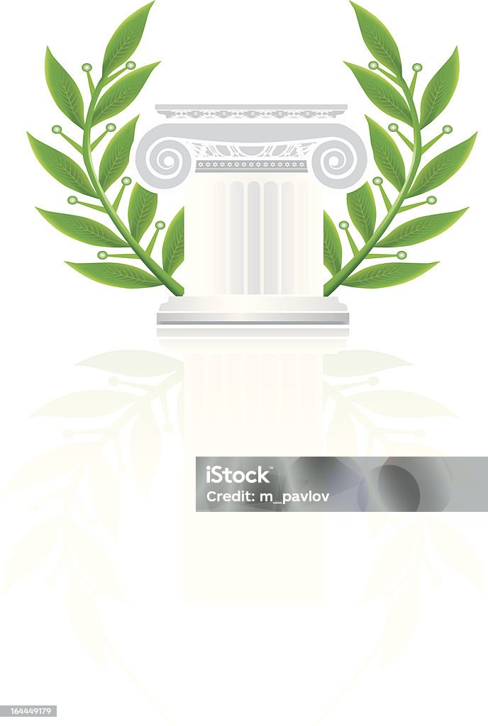 Jónico grego coluna ou Pedestal - Royalty-free Coroa de Louro arte vetorial