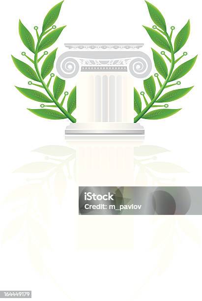 Jónico Grego Coluna Ou Pedestal - Arte vetorial de stock e mais imagens de Coroa de Louro - Coroa de Louro, Romano, Acrópole - Atenas