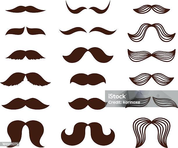 Vetores de Bigode Conjunto e mais imagens de Adulto - Adulto, Barba, Bigode