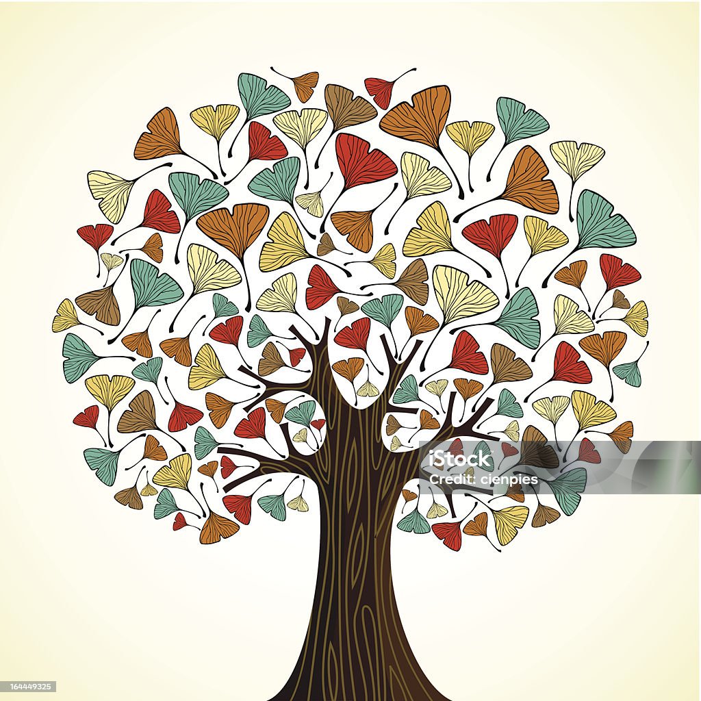 Ginkgo folha de árvore de composição - Vetor de Abstrato royalty-free