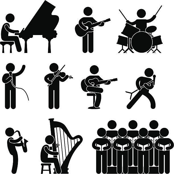 illustrazioni stock, clip art, cartoni animati e icone di tendenza di musicista pittogramma - piano men pianist musician