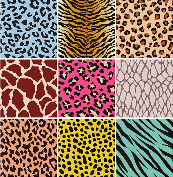 бесшовные животного кожу рисунком - safari animals safari giraffe animals in the wild stock illustrations