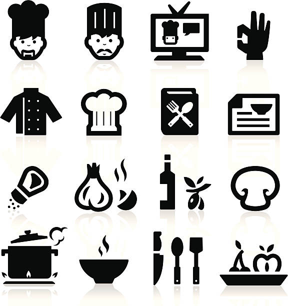 ilustrações de stock, clip art, desenhos animados e ícones de chefe de cozinha de ícones - chef appetizer soup food