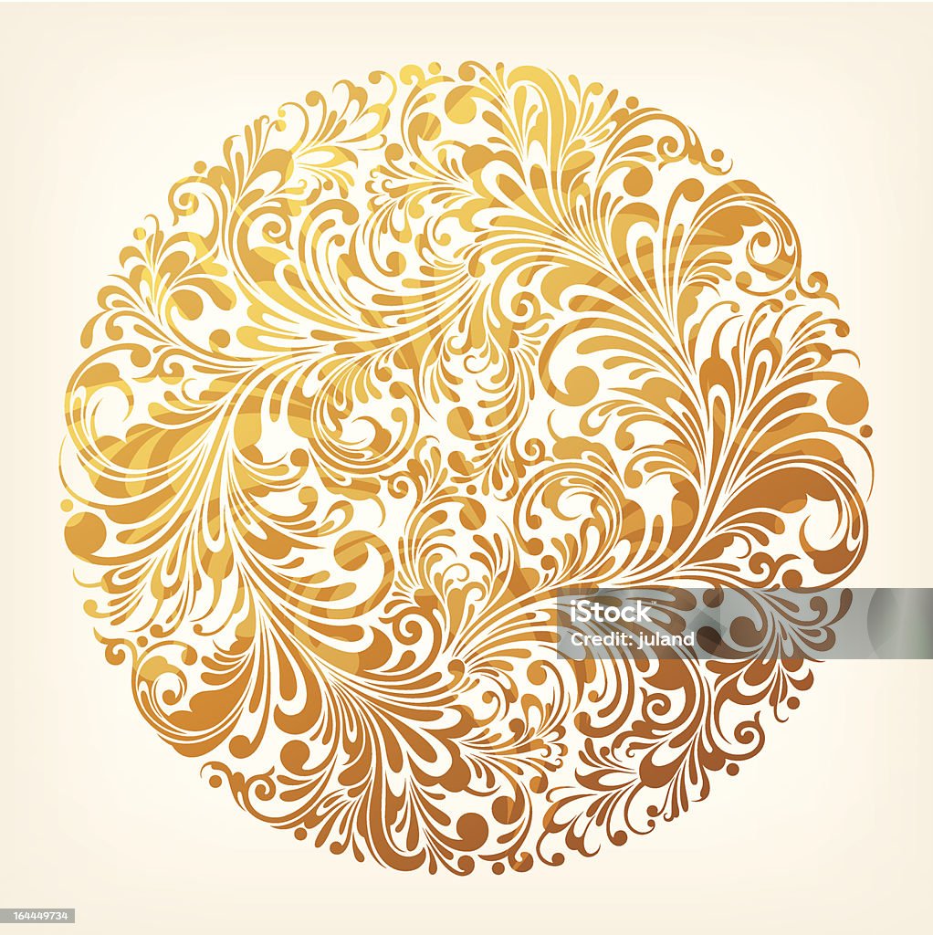 Ornamental Gold Circle Pattern Floral Ornament Circle Background, editable vector illustration - EPS8 Abstract stock vector