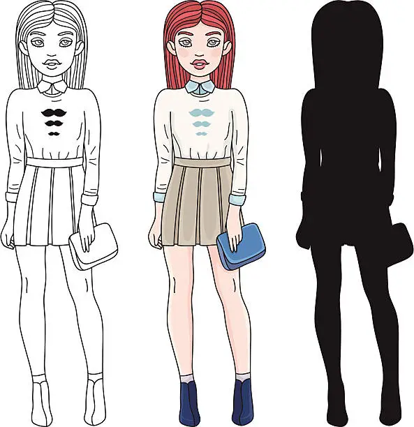 Vector illustration of Fashion student