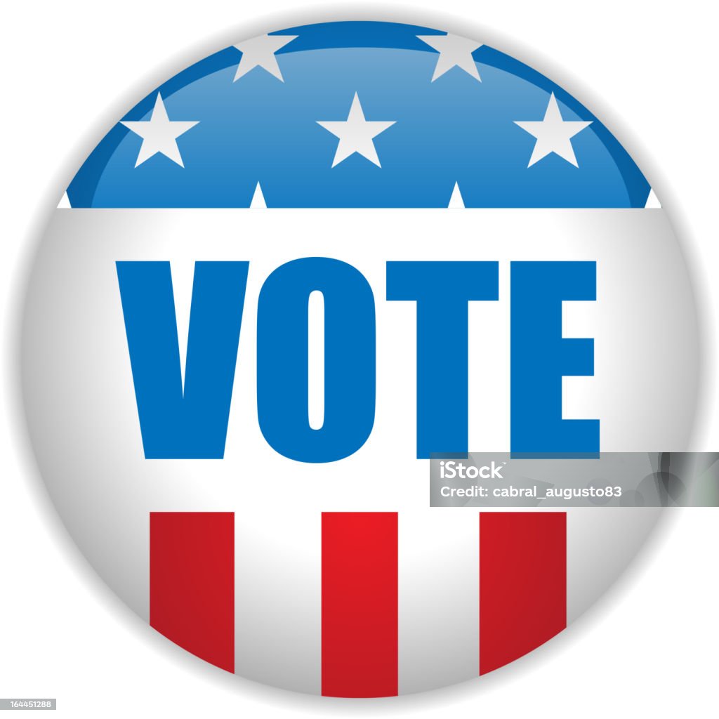 Votação botão de eleições nos Estados Unidos. - Vetor de Azul royalty-free