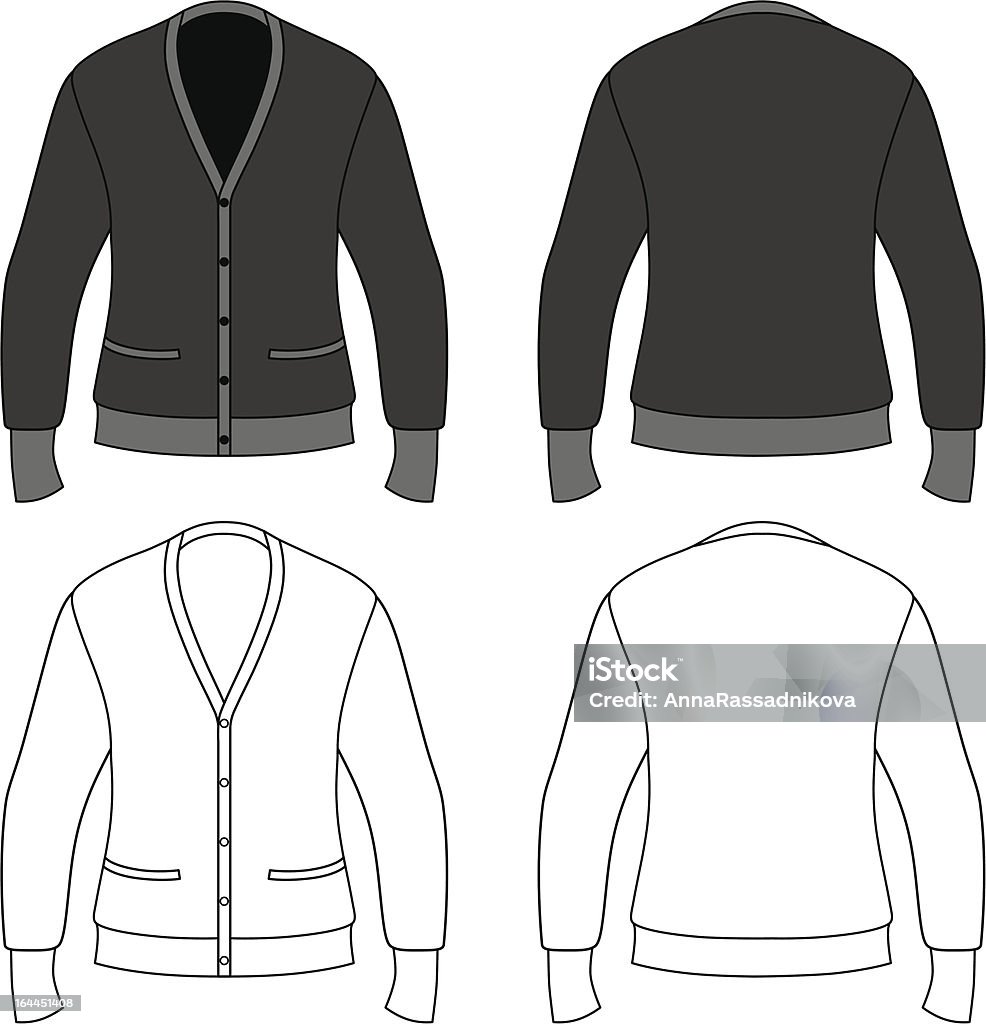 Modello schema Illustrazione di un cardigan bianco - arte vettoriale royalty-free di Abbigliamento