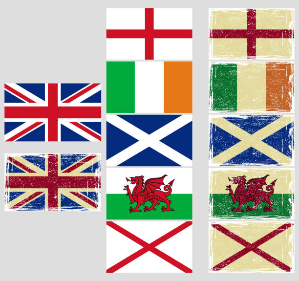 영국 포석. - flag welsh flag northern ireland flag republic of ireland stock illustrations