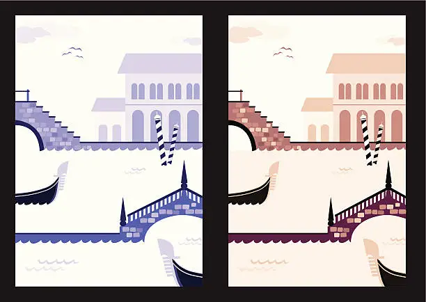 Vector illustration of Venice seasons