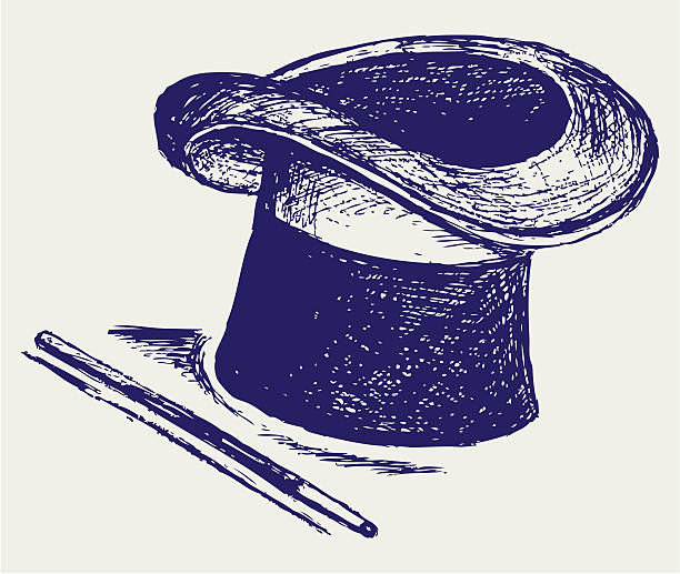 Bекторная иллюстрация Волшебная шляпа с палочка