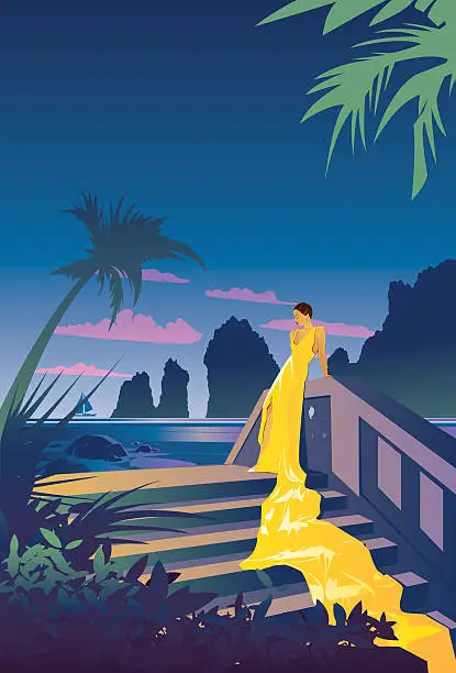 Vector illustration of Vintage Cabo Travel Poster II