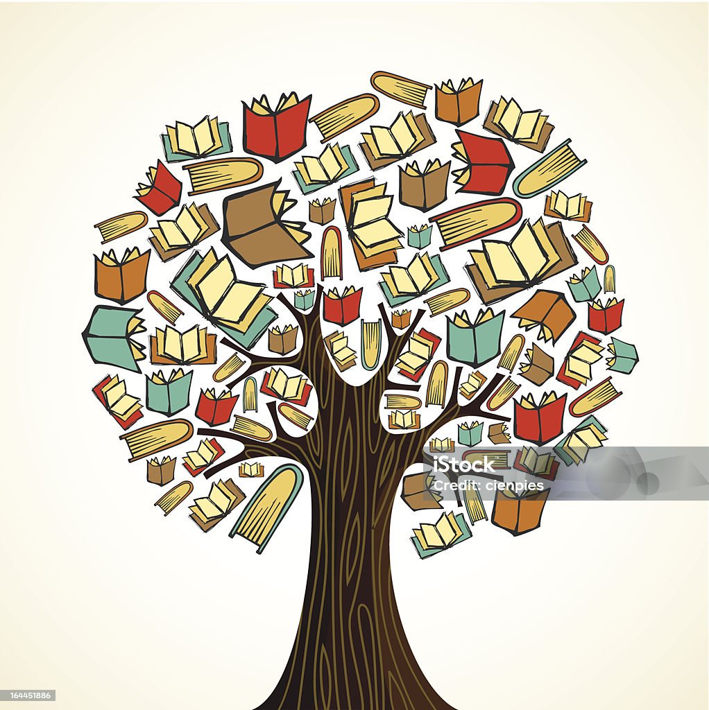 Diversità albero della conoscenza libro - arte vettoriale royalty-free di Libro