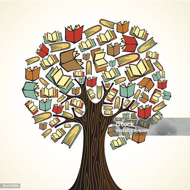 Árvore De Diversidade De Conhecimentos - Arte vetorial de stock e mais imagens de Livro - Livro, Árvore, Alfabeto