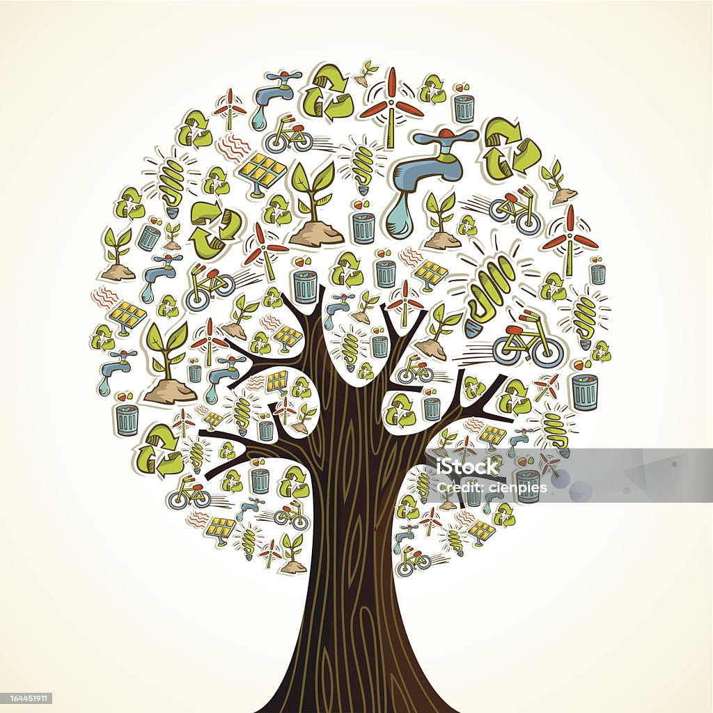 Go Green icônes tree - clipart vectoriel de Alimentation électrique libre de droits