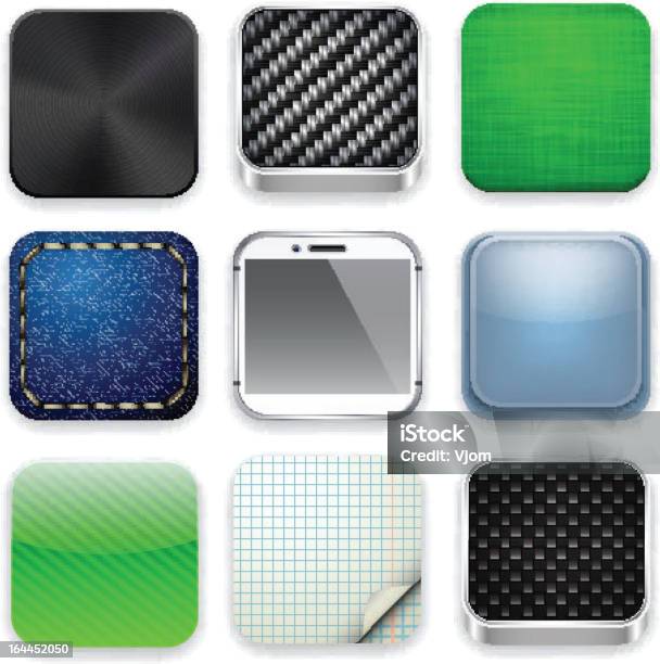 Ícones Do App Quadrado Moderno Modelo - Arte vetorial de stock e mais imagens de Algodão - Algodão, Aplicação móvel, Azul