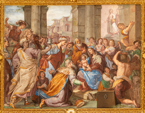 Genova - The fresco of Ascension of the Lord in the church Basilica della Santissima Annunziata del Vastato by Giovanni Carlone (1590–1630).