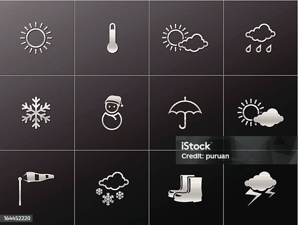 Metalowe Ikonypogoda - Stockowe grafiki wektorowe i więcej obrazów Bałwan śniegowy - Bałwan śniegowy, Bez ludzi, Burza