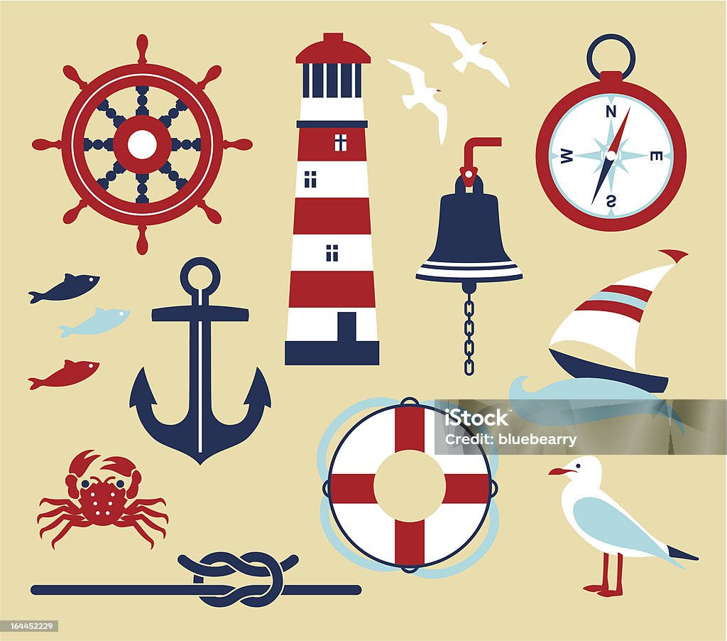 Morze zestaw - Grafika wektorowa royalty-free (Kotwica)