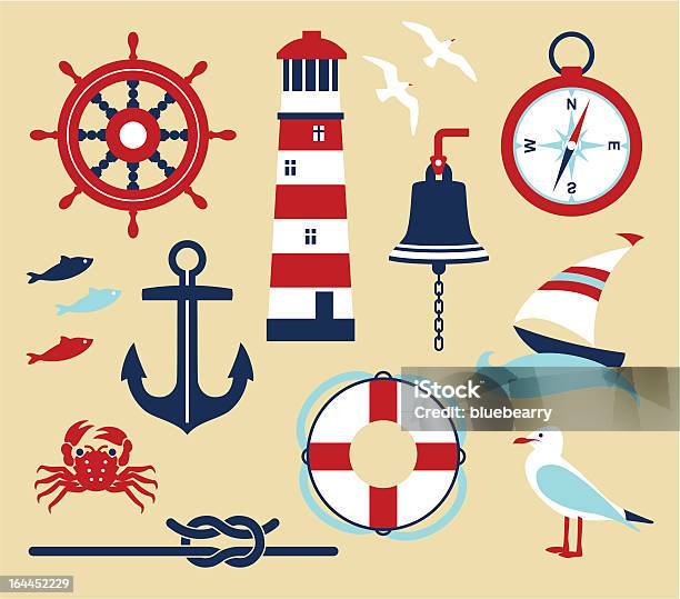 Sea Set Stock Illustration - Download Image Now - Anchor - Vessel Part, Anchor Chain, Bell