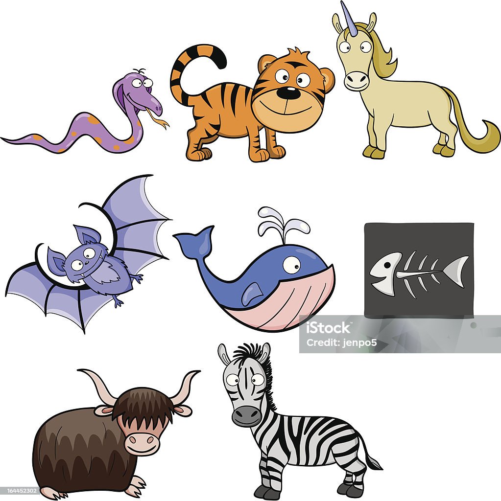 Alfabeto com animais dos desenhos animados para crianças - Vetor de Animal royalty-free