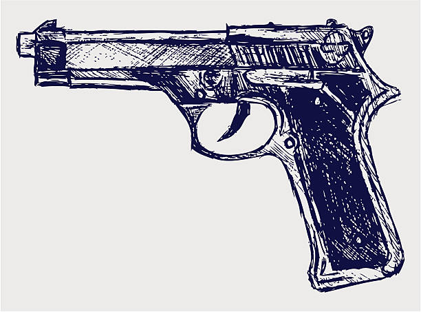 Handgun close-up vector art illustration
