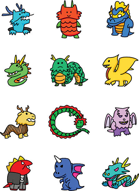 Dragon Mascots vector art illustration