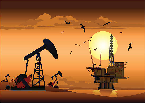 производства нефти - oil pump oil oil well oil industry stock illustrations