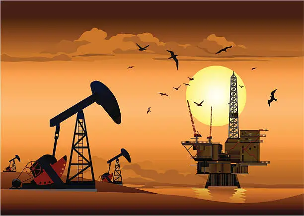 Vector illustration of Oil Production