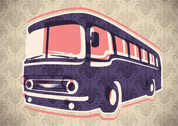Vector illustration of Vintage bus illustration.