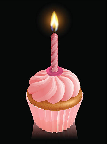 istock Pink fairy cake cupcake with birthday candle 164452561