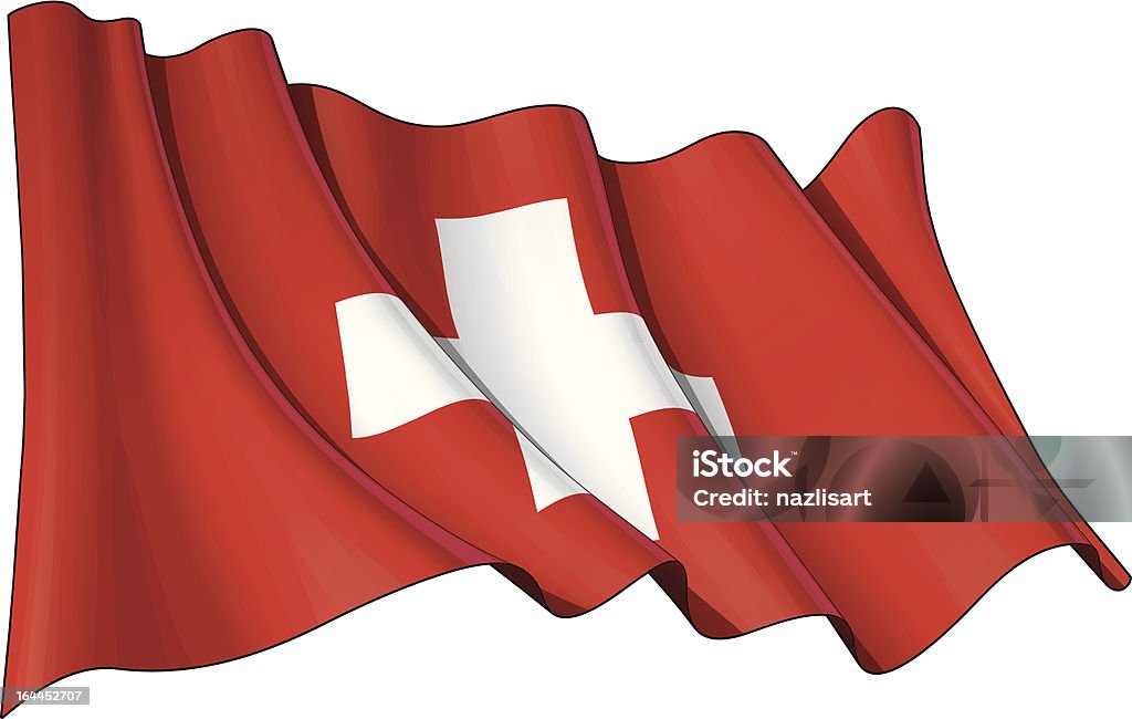 Flag of Switzerland Waving Swiss flag. EPS v.10 File and a 6.8 x 4.4 kpxl with clipping path Preview JPG. Transparency is used on the shading layers Bern stock vector